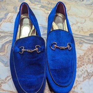 LCQL Men's Luxury Velvet Penny Loafer Shoes Size 12 (47) Blue